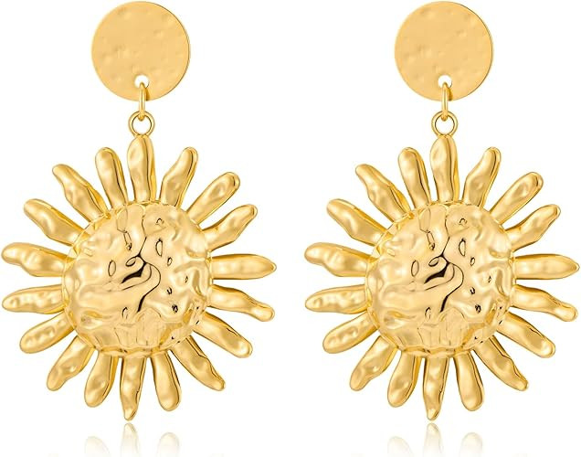 Gold Sun Dangle Earrings for Women Large Formal Earrings Vintage Boho Statement Earrings Jewelry | Amazon (US)
