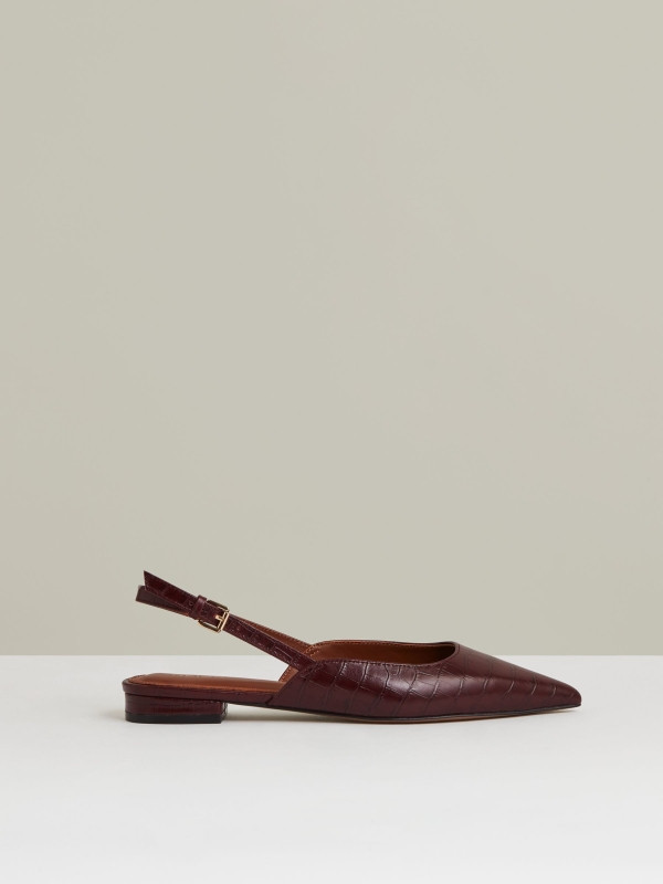 Aubrey
                Leather Slingback Ballerina Pumps | Reiss US