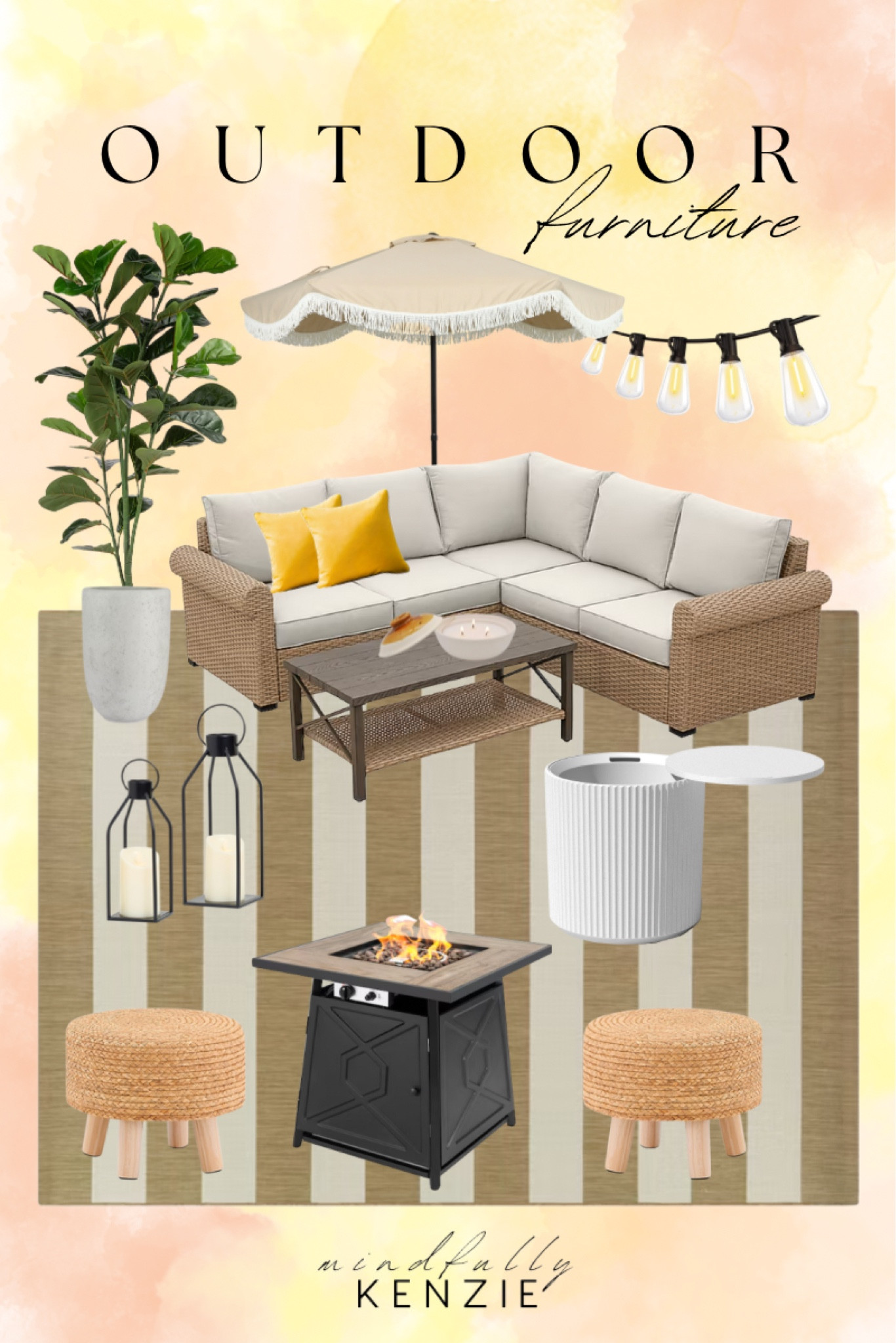 Outdoor Furniture

Wicker sectional  outdoor patio rug  outdoor fire pit  patio umbrella  outdoor floor plant  outdoor cooler side table  outdoor string lights  citronella candle  waterproof pillow covers  outdoor decor 

#LTKSeasonal #LTKHome #LTKSummerEdit