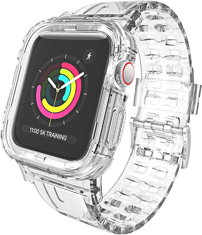 JXVM for Apple Watch Band 41mm 40mm 38mm with Case, Uni-body Protective Bumper Band, Crystal Clear M | Amazon (US)