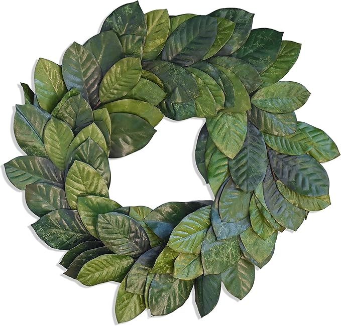 Vita Domi 30" Faux Magnolia Leaf Wreath - 2-Tone Green Artificial Boho Wreaths for Front Door, Ki... | Amazon (US)