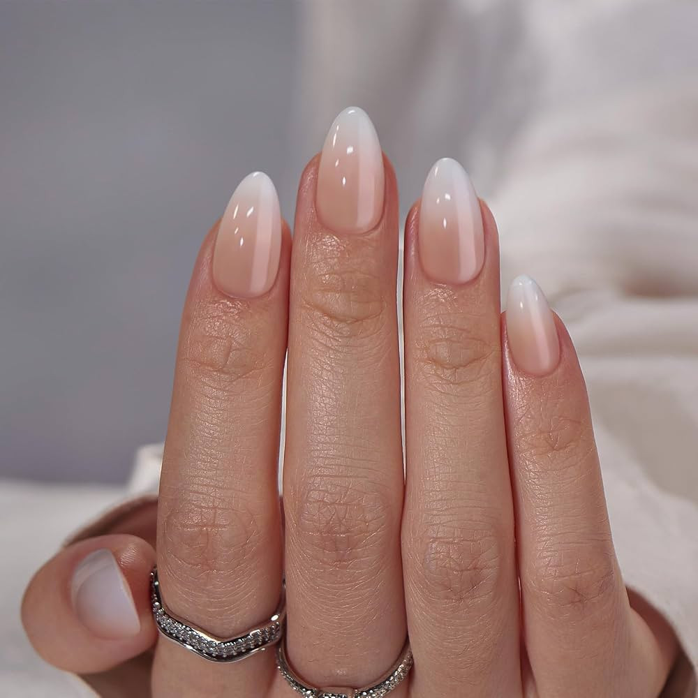 Almond Press On Nails Medium - BTArtbox Soft Gel Ombre Fake Nails with Nail Glue, Semi-Transparen... | Amazon (US)