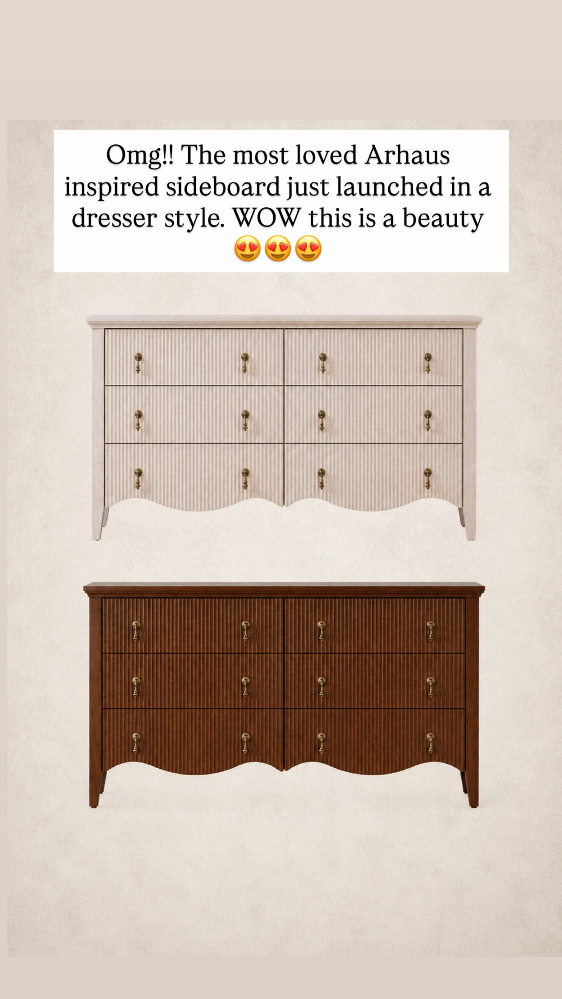 Omg!! The most loved Arhaus inspired sideboard just launched in a dresser style. WOW this is a beauty 😍😍😍