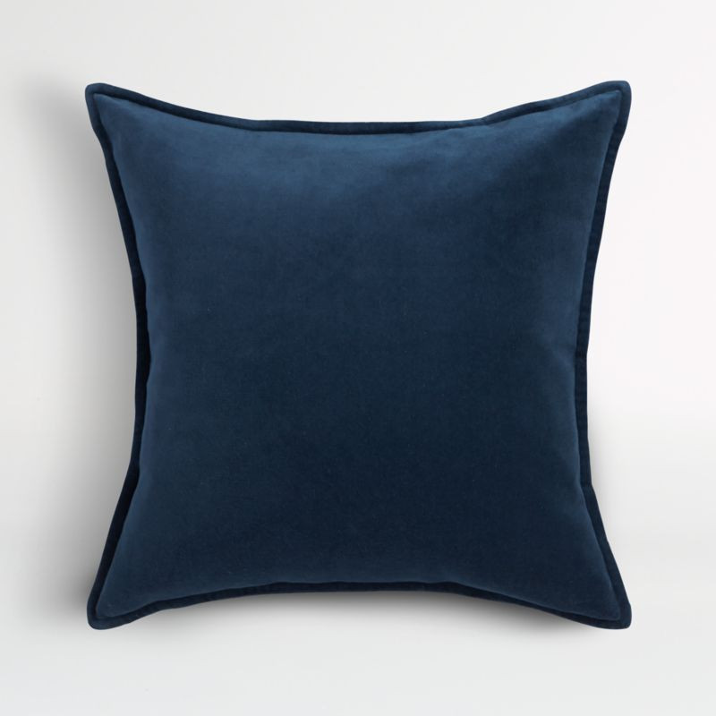 Indigo 20" Washed Organic Cotton Velvet Pillow Cover + Reviews | Crate & Barrel | Crate & Barrel