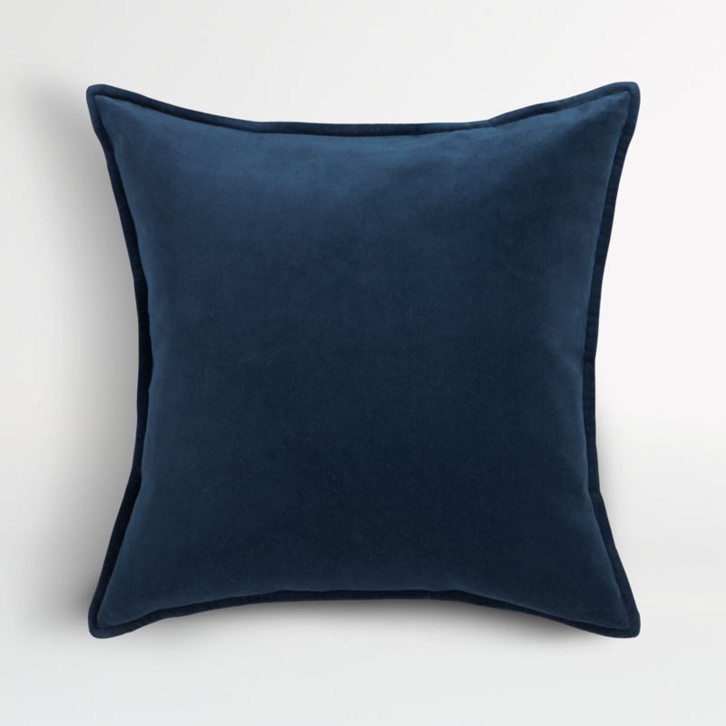 Indigo 20" Washed Organic Cotton Velvet Pillow with Down-Alternative Insert + Reviews | Crate & B... | Crate & Barrel