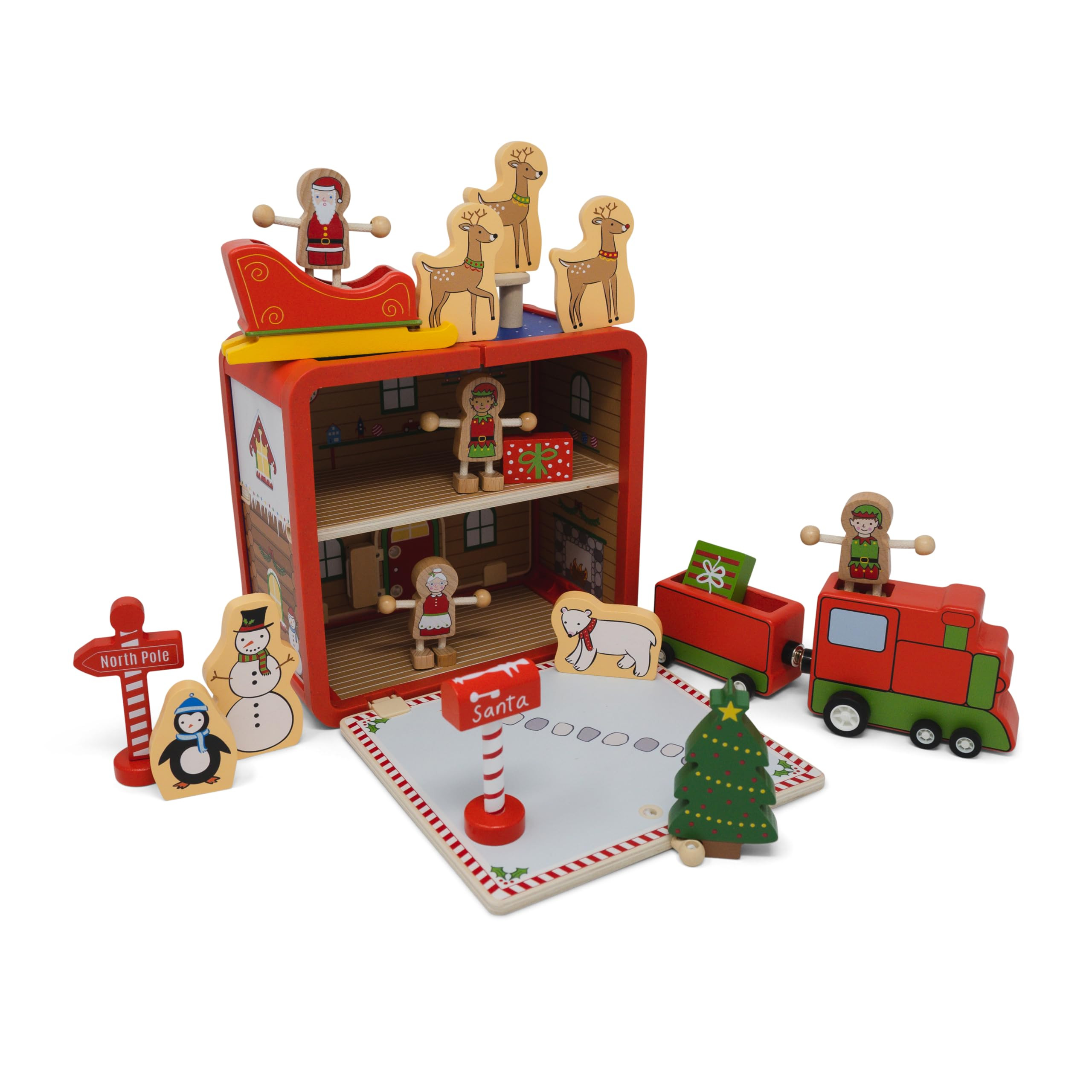 Jack Rabbit Creations Santa’s Workshop Suitcase Playset 16 Eco-Friendly Wooden Figures- Travel ... | Amazon (US)
