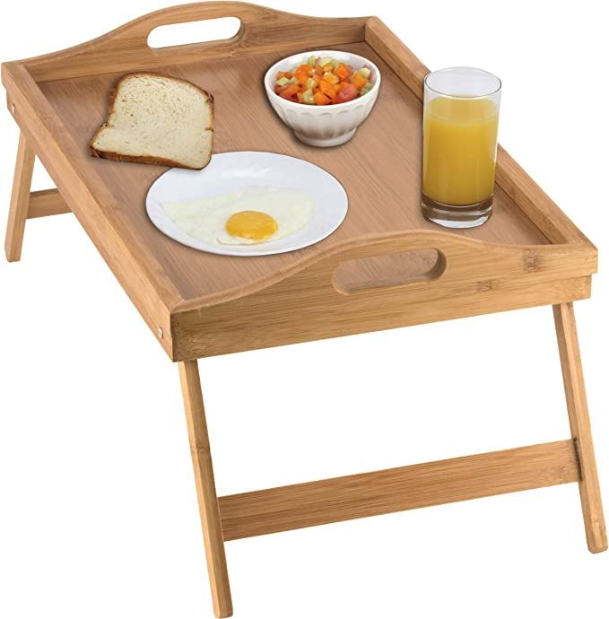 Home-it Bed Tray table with folding legs, and breakfast tray Bamboo bed table and bed tray with l... | Amazon (US)