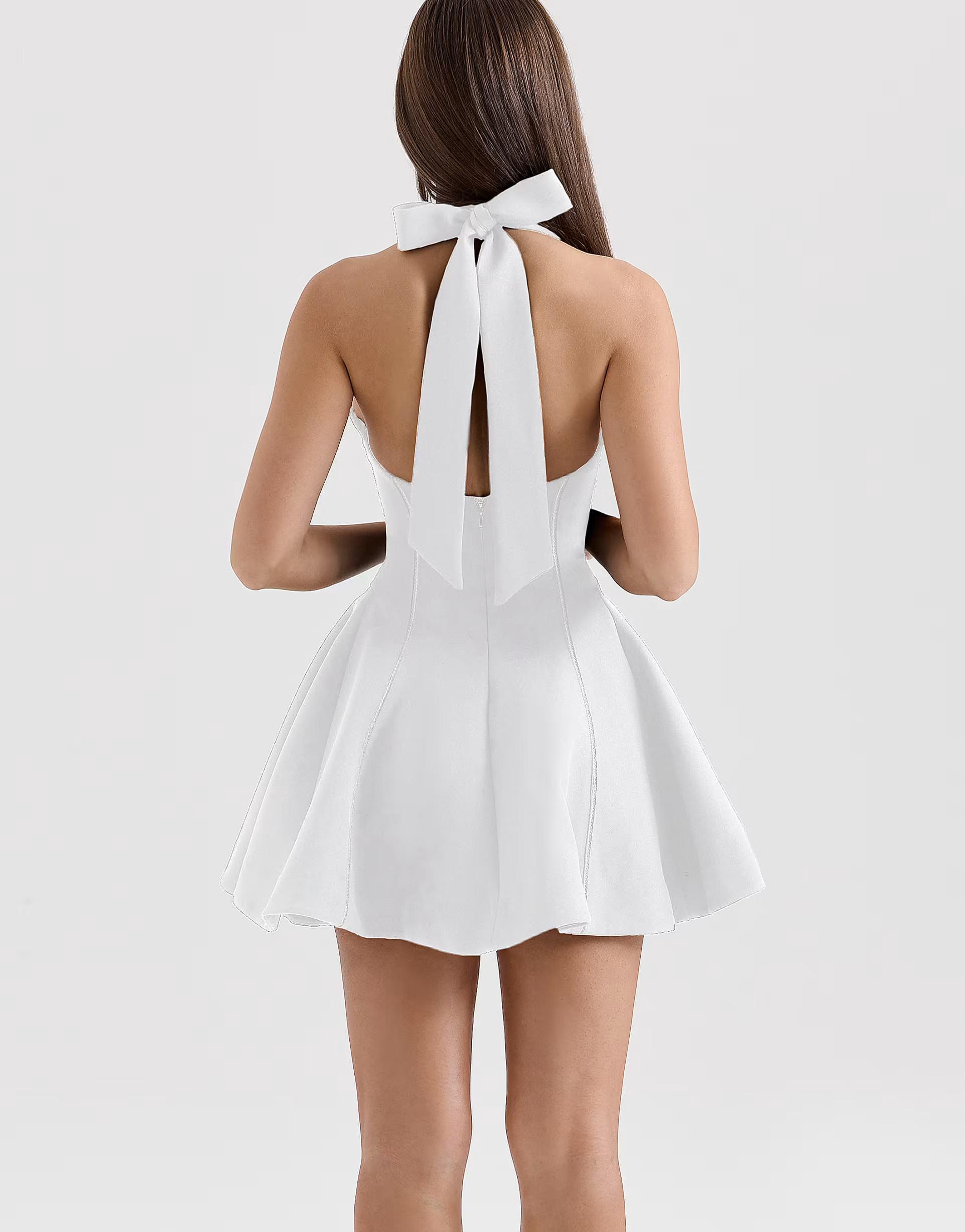 House of CB Loulette white halter neck bow mini dress in white | ASOS | ASOS (Global)