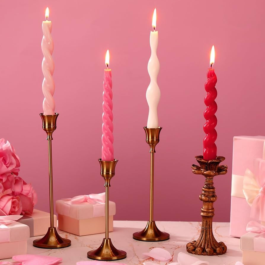 Nuanchu 4 Pcs 7.87 Inch Twisted Taper Candles Wax Unscented Smokeless Spiral Swirl Candlesticks f... | Amazon (US)