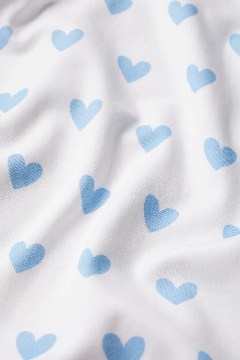Kids Long-Long Set in Blue Heart | LAKE Pajamas