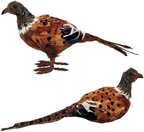 Nature Vibe Feathered Pheasant Decor, Set of 2 Simulation Woodland Animals Figurines with Natural Fe | Amazon (US)