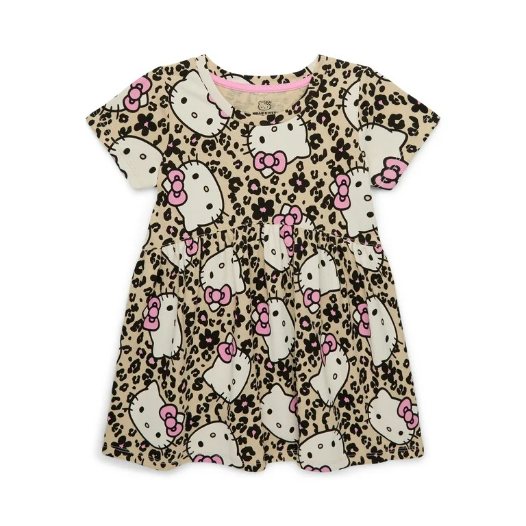 Hello Kitty Toddler Girl Allover Print Dress with Short Sleeves, Sizes 12M-5T | Walmart (US)