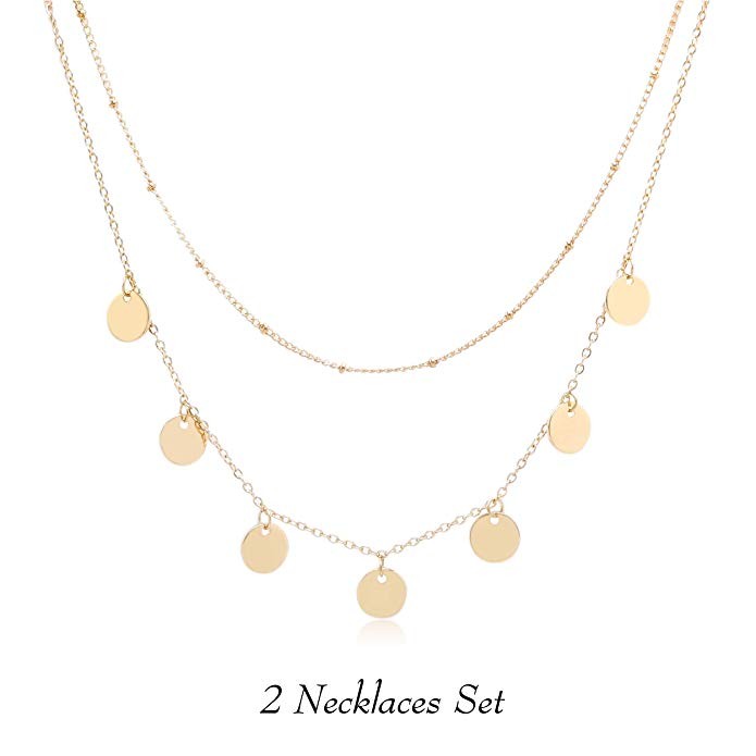 So Pretty Dainty Layered Choker Necklaces Handmade Coin Tube Star Pearl Pendant Multilayer Adjust... | Amazon (US)