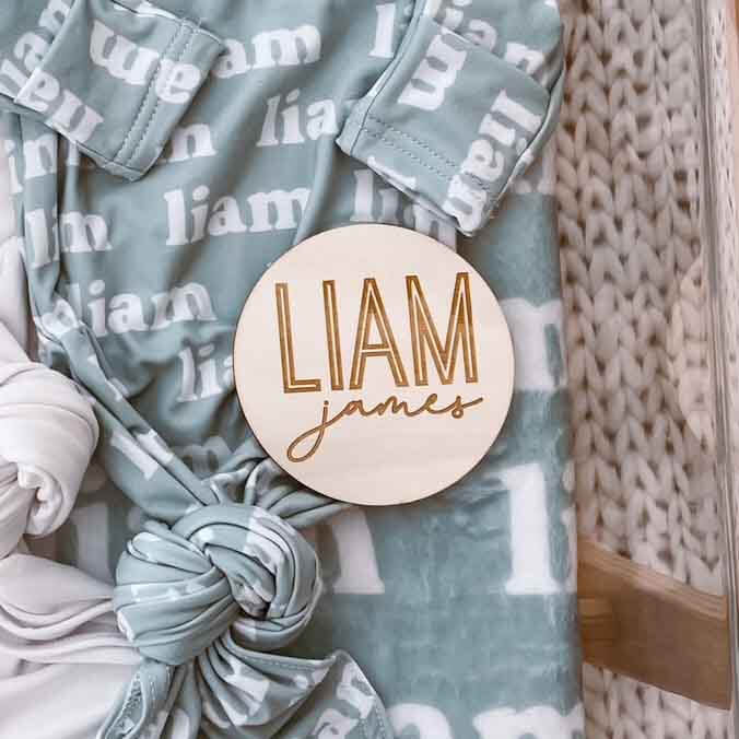 Personalized Baby Name Wood Announcement | Twin Outline | Caden Lane