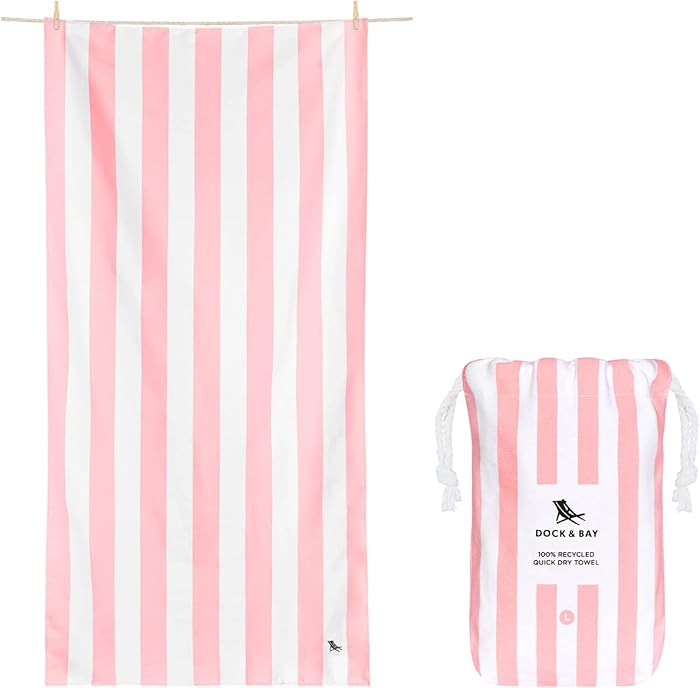 Dock & Bay Beach Towel - Quick Dry, Sand Free - Compact, Lightweight - 100% Recycled - Includes B... | Amazon (US)