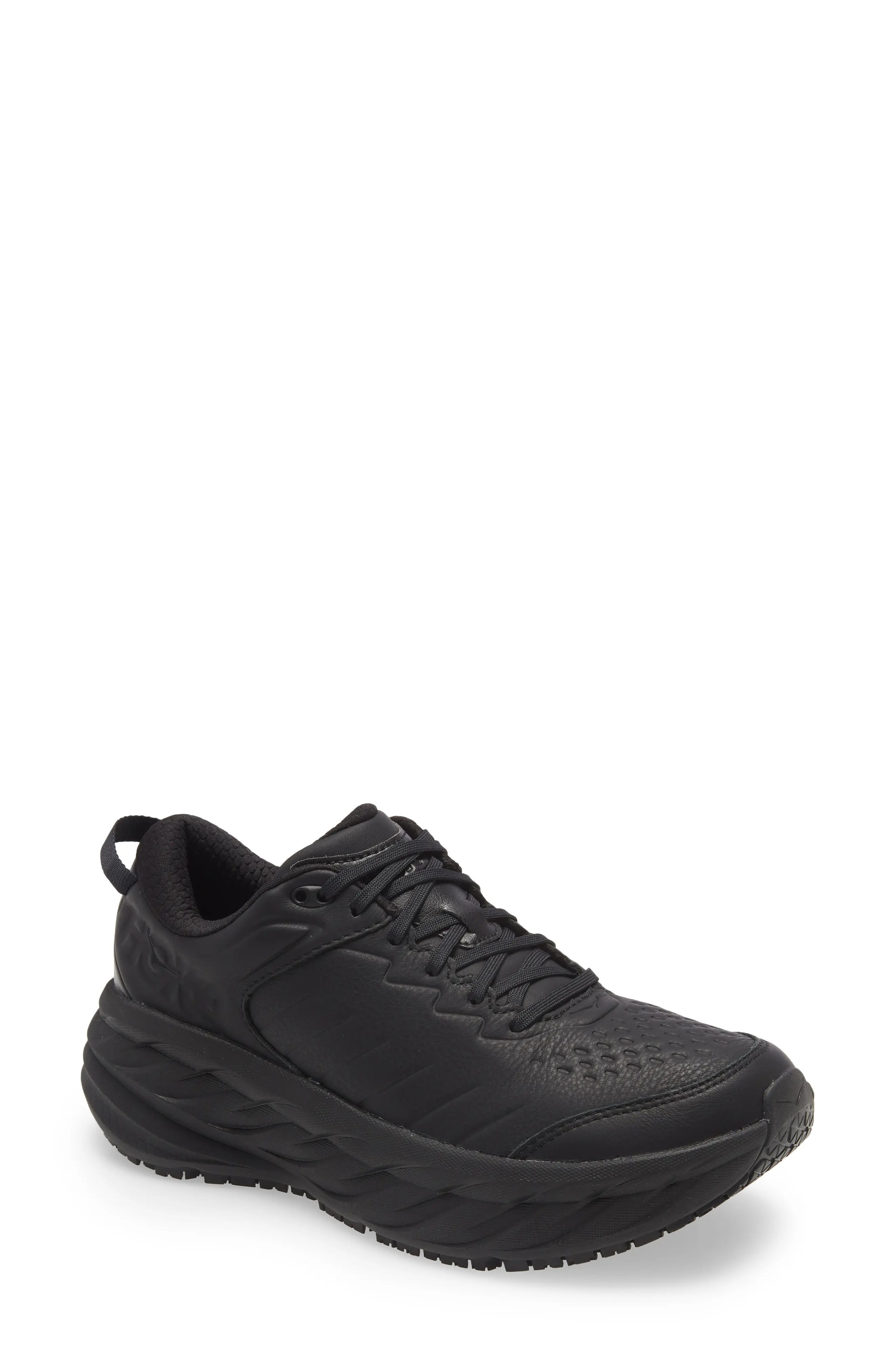 HOKA ONE ONE Bondi Water Resistant Sneaker, Size 12 in Black/Black at Nordstrom | Nordstrom