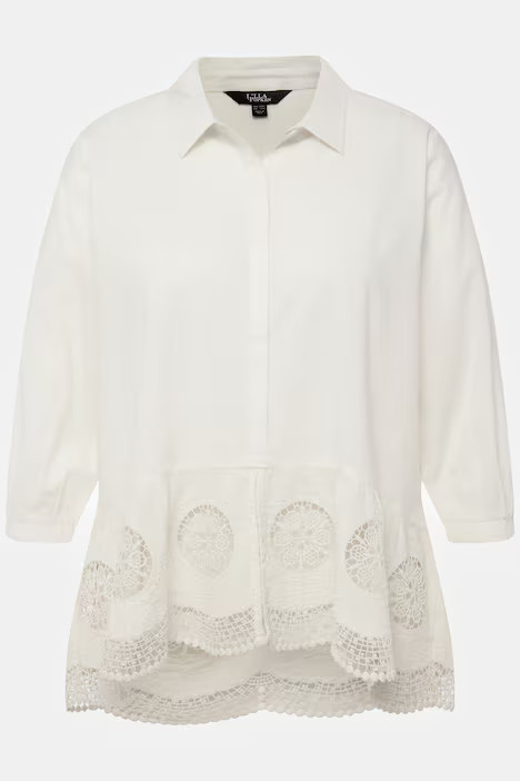 Flared Peplum Blouse with Embroidered Cutout Details | all Blouses | Blouses | Ulla Popken - US & CA
