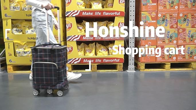 HULKEN - (Large, Silver) Reusable Grocery Bag On Wheels, Shopping Trolley, Rolling Tote, Zipper C... | Amazon (US)