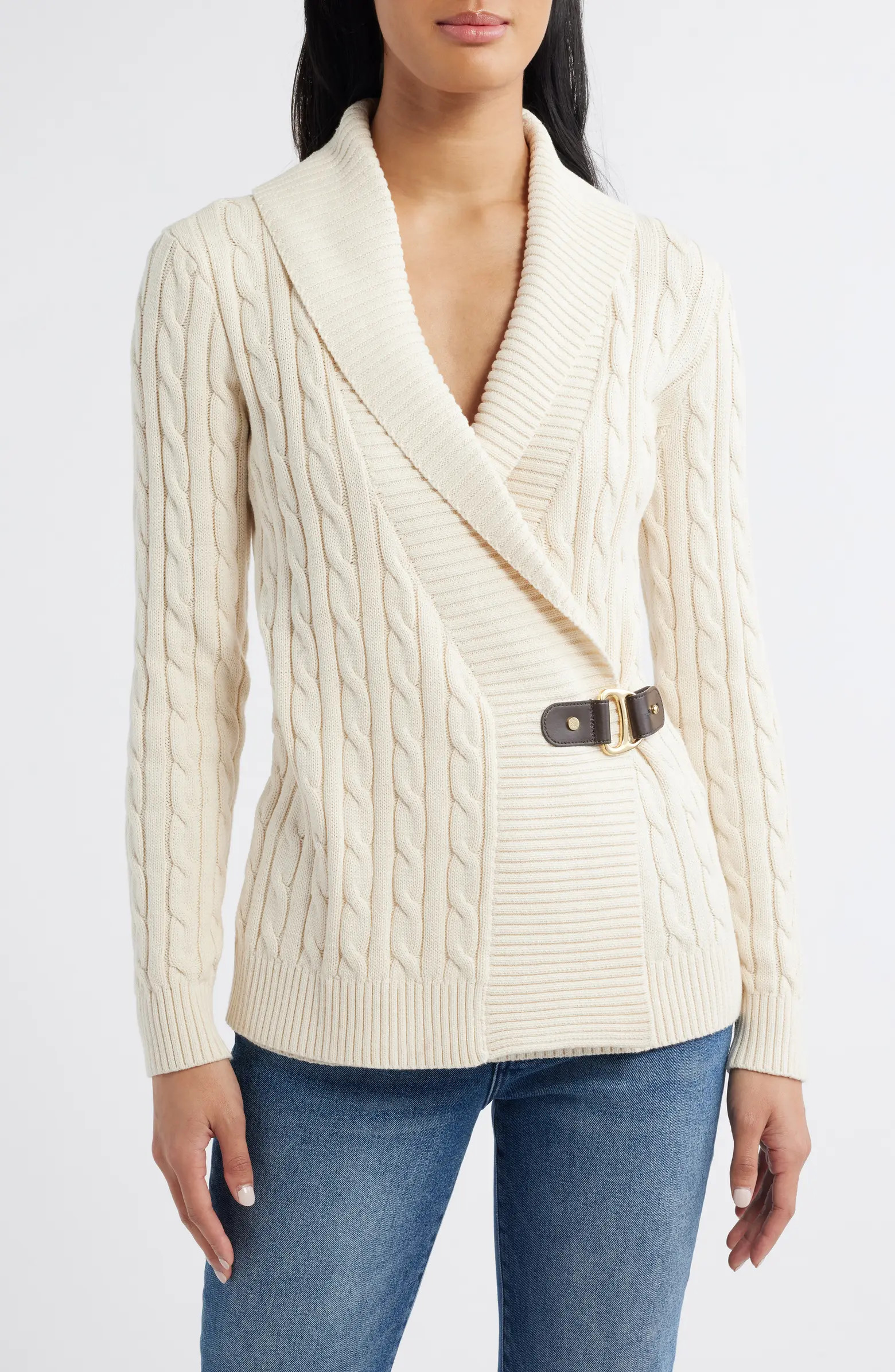 Cable Stitch Cotton Wrap Cardigan | Nordstrom