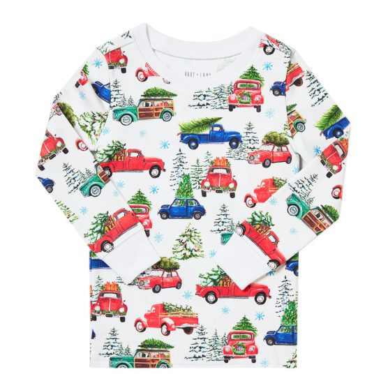 HART + LAND Toddler/Big Kid Organic Pima Cotton PJ Set – Christmas Tree Farm | The Tot