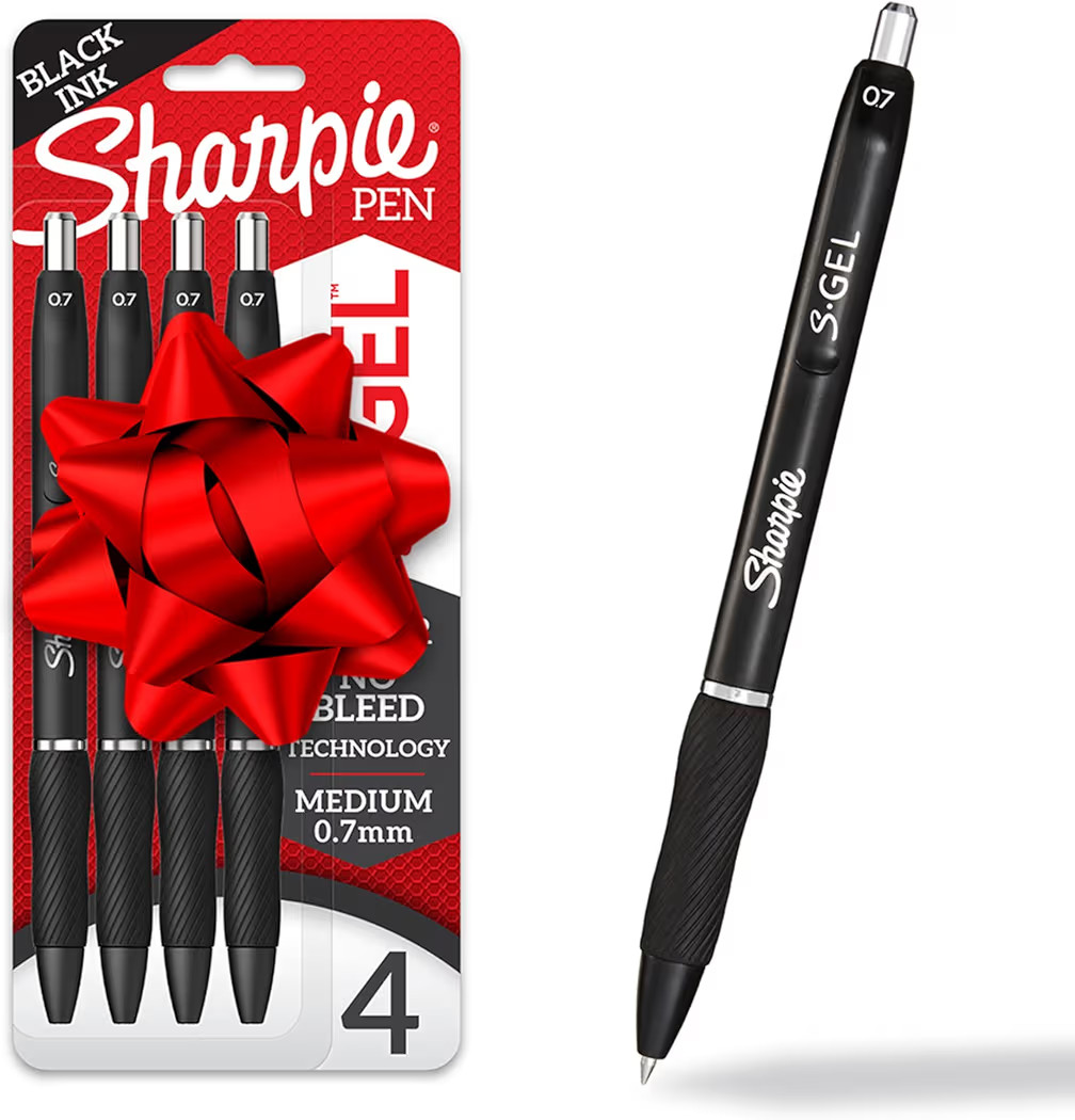Sharpie S-Gel Pens, Medium Point (0.7mm), Black Ink, 4 Count - Ideal for Writing, Journaling, Dra... | Amazon (US)