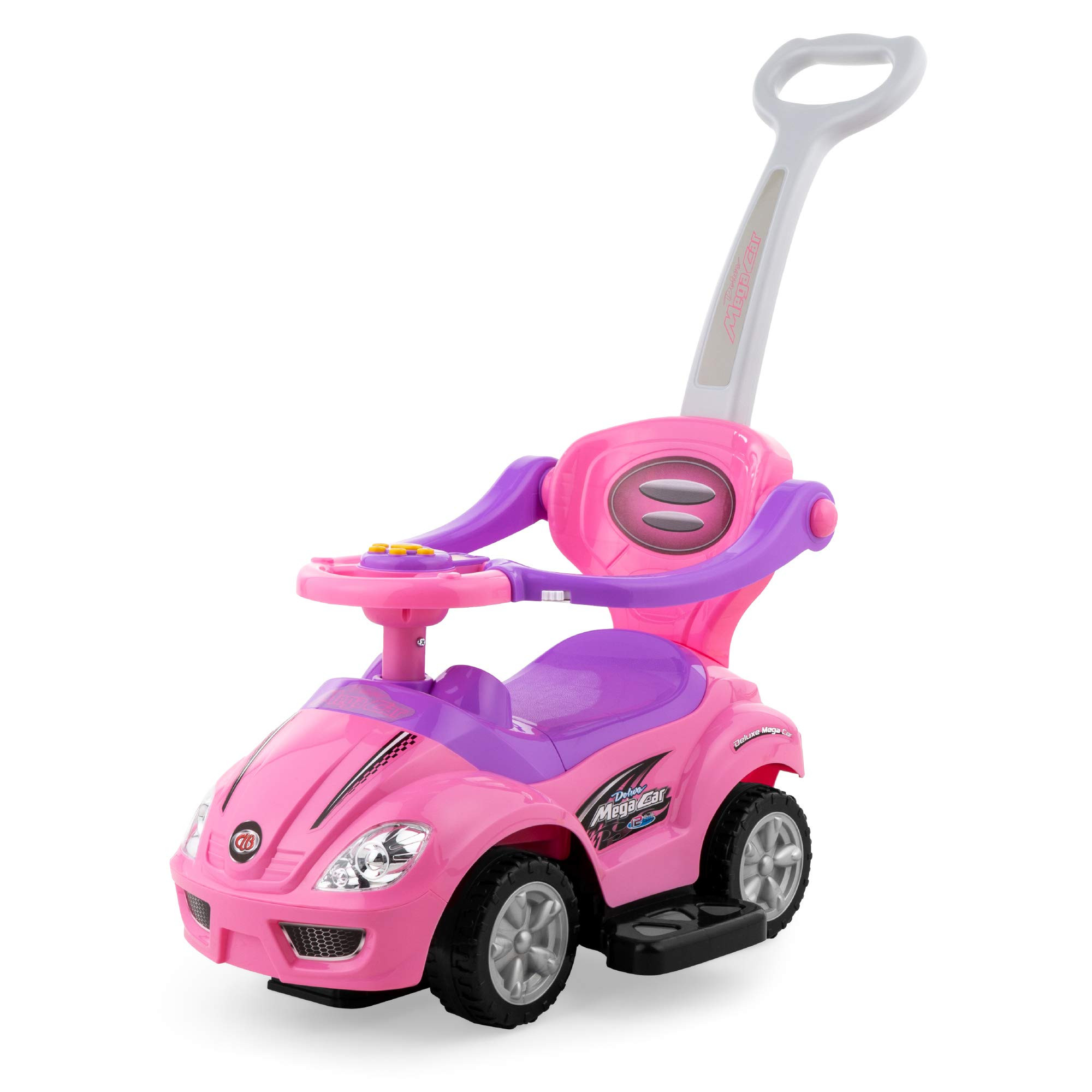 Best Choice Products Kids 3-in-1 Push and Pedal Car Toddler Ride On w/Handle, Horn, Music - Pink | Amazon (US)