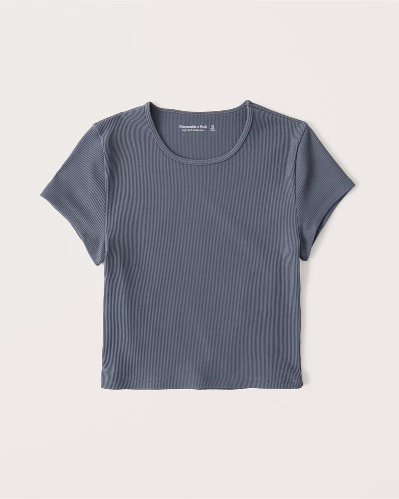 Short-Sleeve Seamless Ribbed Crew Tee | Abercrombie & Fitch (US)