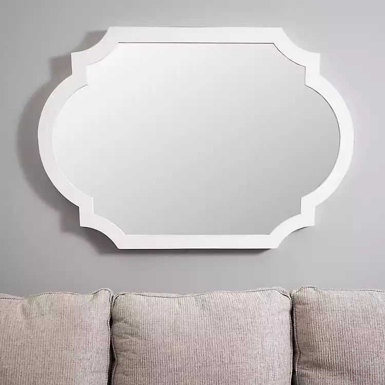 Distressed White Scalloped Mirror | Kirkland's Home