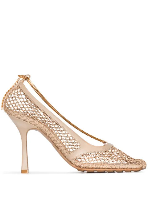 mesh and chain square-toe 90 leather pumps | Farfetch (CN)
