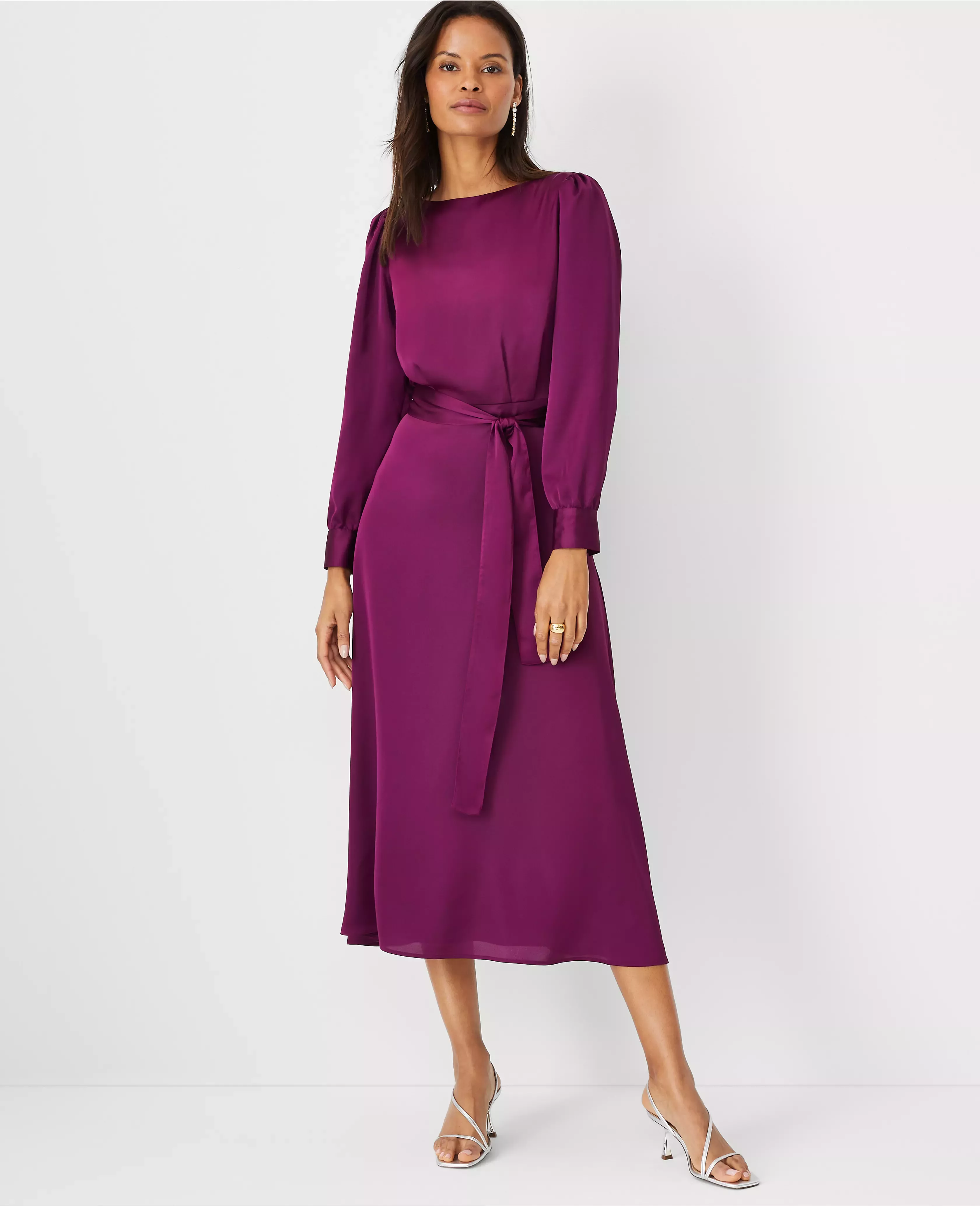 Belted flare outlet dress