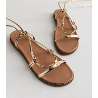 Gold Tie Strap Footbed Sandals New Look | New Look (UK)