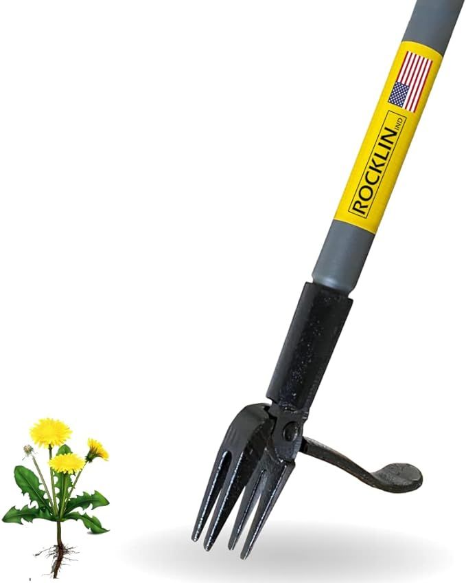 Rocklin™ Stand Up Weed Puller Tool - 4 Claw Steel Head - 48 inch Handle - 100% Metal - Easily R... | Amazon (US)