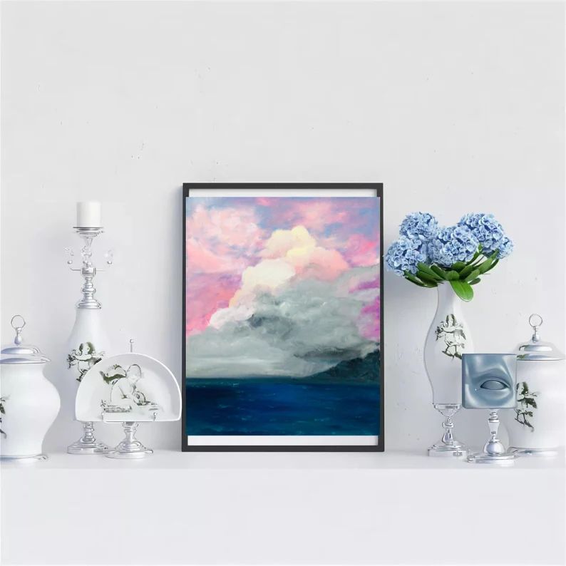 Cloud Painting Sky Original Art Landscape Painting Seascape | Etsy | Etsy (US)