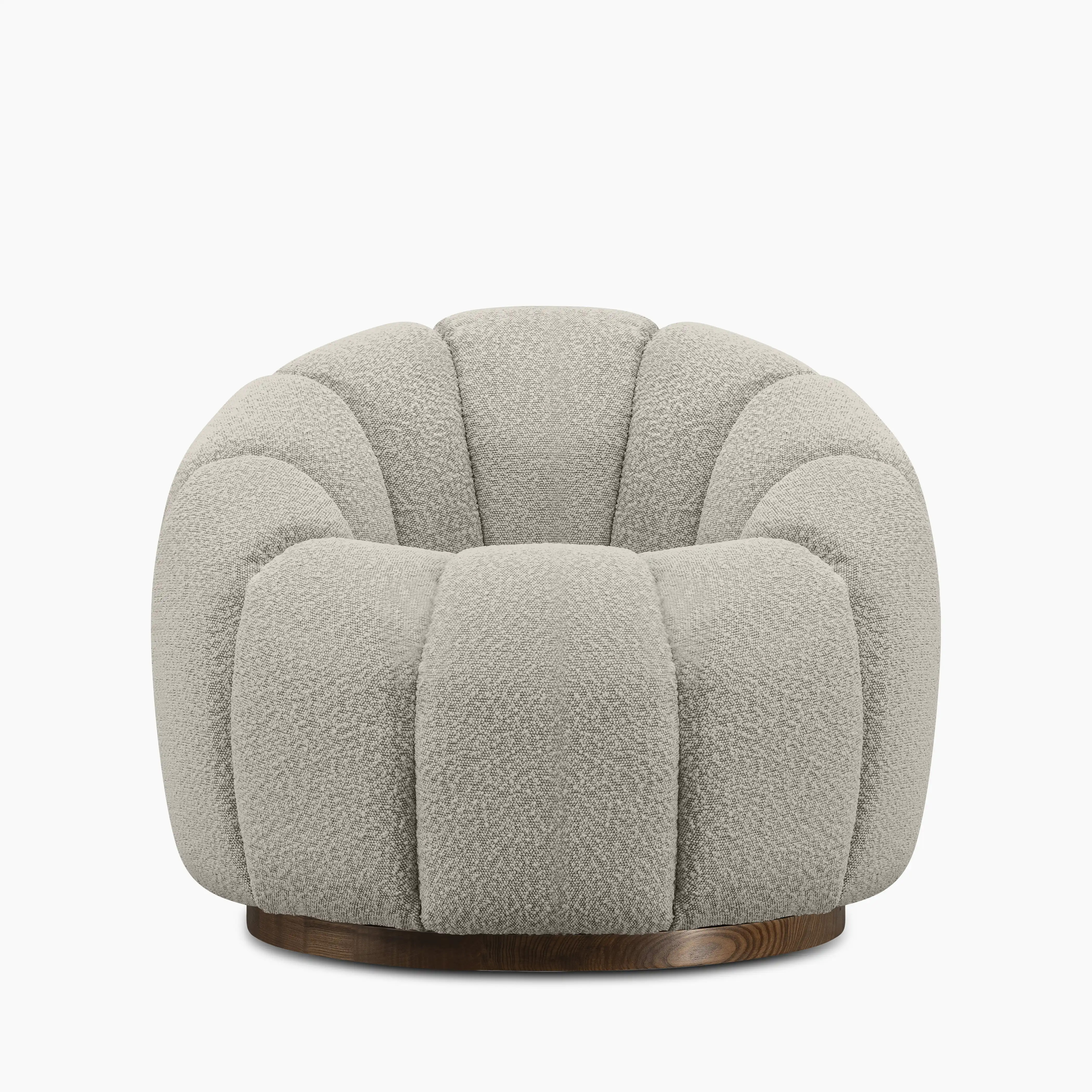 Ivy Swivel Armchair | Speckled Stone Sustainable Boucle & Walnut | Cult Furniture UK