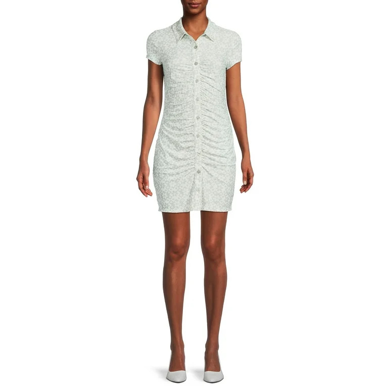 No Boundaries Juniors' Ruched Shirt Dress | Walmart (US)