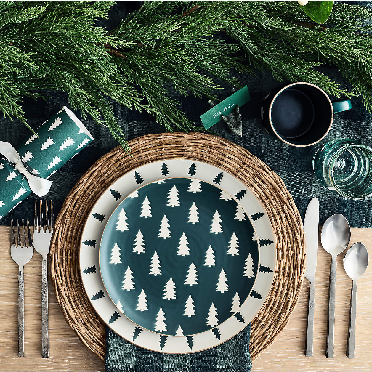 Green Trees Stoneware Dinner Plate + Reviews | Crate & Barrel | Crate & Barrel