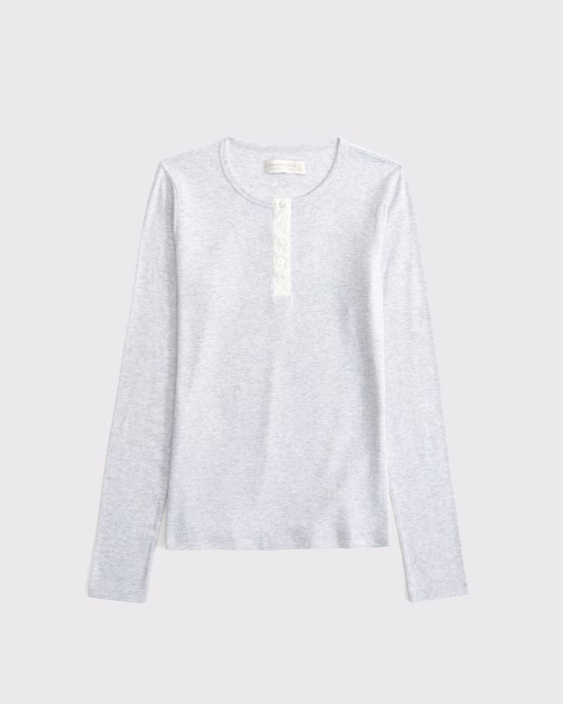 Women's Long-Sleeve Cozy Lounge Knit Tuckable Henley Top | Women's Tops | Abercrombie.com | Abercrombie & Fitch (US)