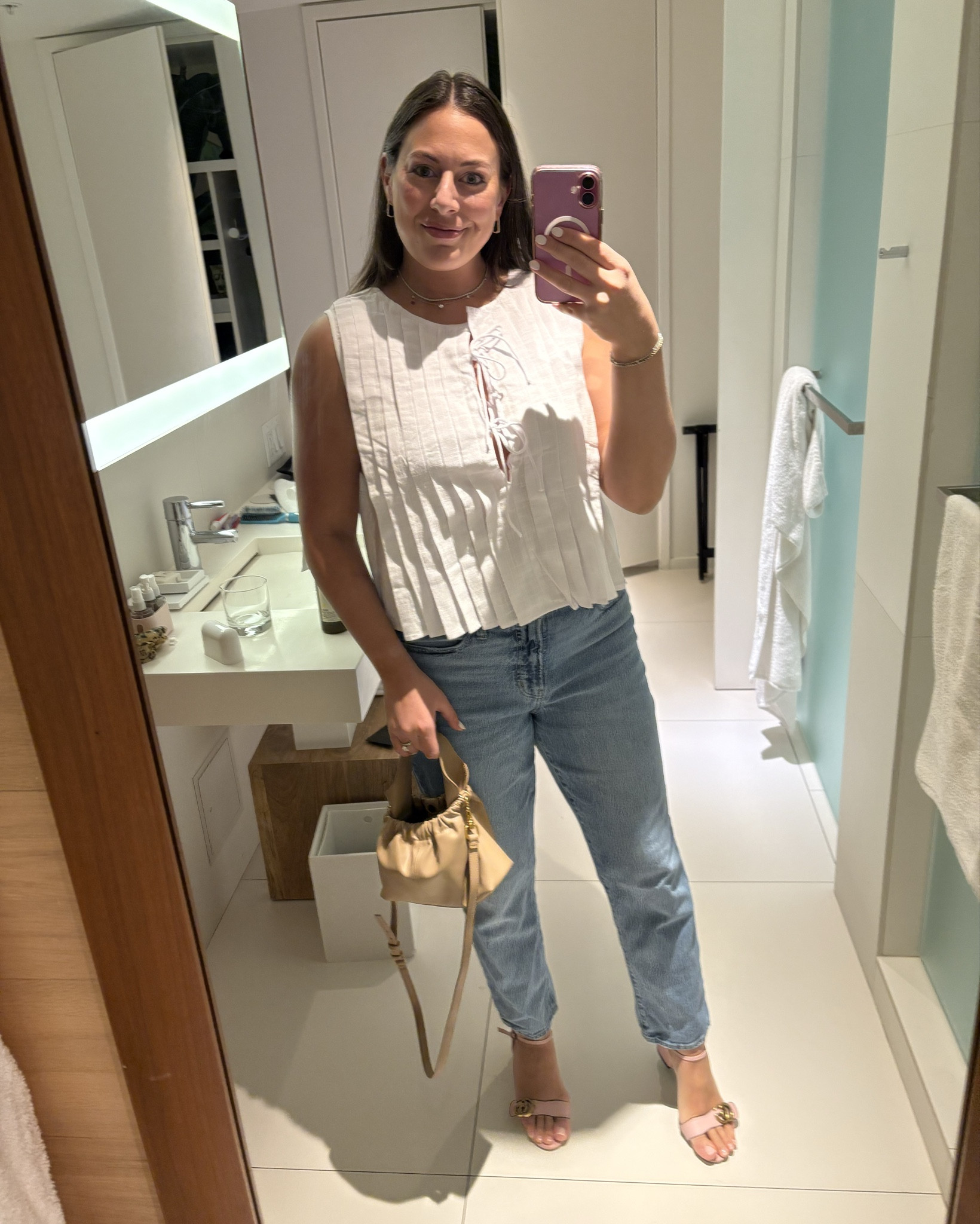 Night one vacation outfit - simple jeans and a white blouse. Love this look. 

Wearing a large in the top. 

Amazon find vacay resort white top 

#LTKMidsize #LTKFindsUnder50 #LTKSaleAlert