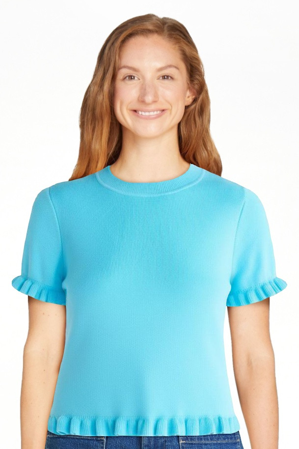 Free Assembly Women’s Ruffle Trim Sweater with Short Sleeves, Lightweight, Sizes XS-XXL | Walmart (US)