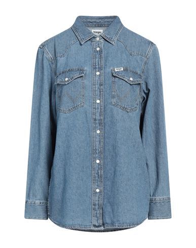 Wrangler Woman Denim shirt Blue Size L Cotton | YOOX (US)