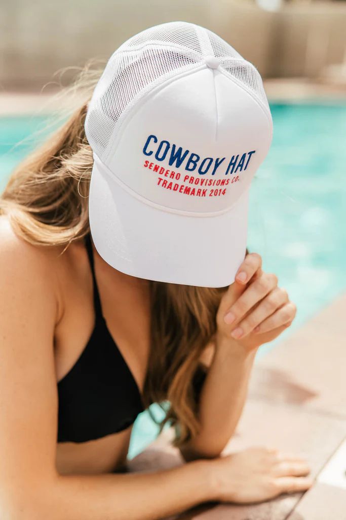 NEW!! Cowboy Trucker Hat in White | Glitzy Bella