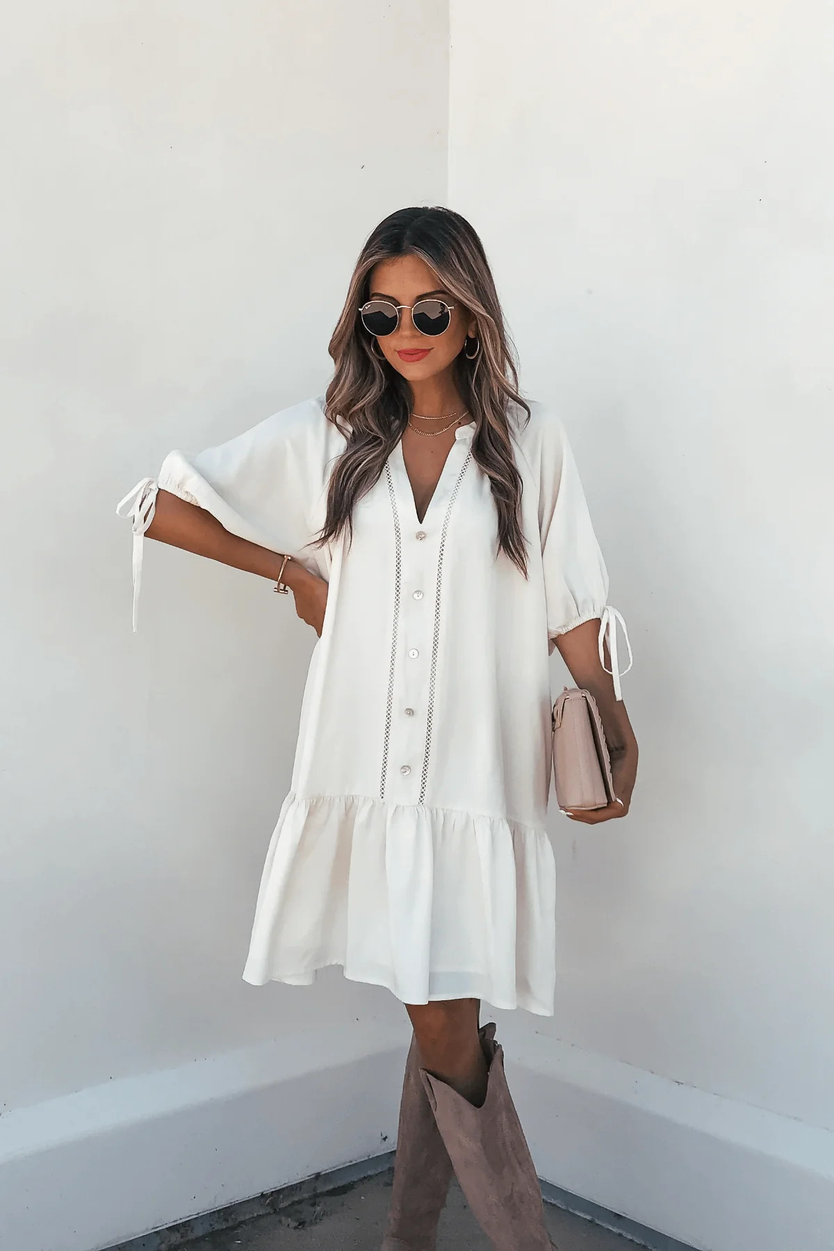 Laurie Cream Button Down Mini Dress | Magnolia Boutique