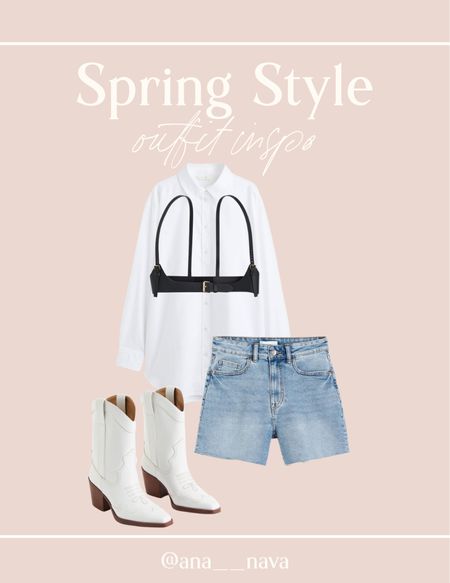Spring Outfit Inspo ✨
H&M new arrivals, jean shorts, white button down, outfit ideas, festival outfit, rodeo outfit, cowboy boots, corset harness 

#LTKFestival #LTKstyletip