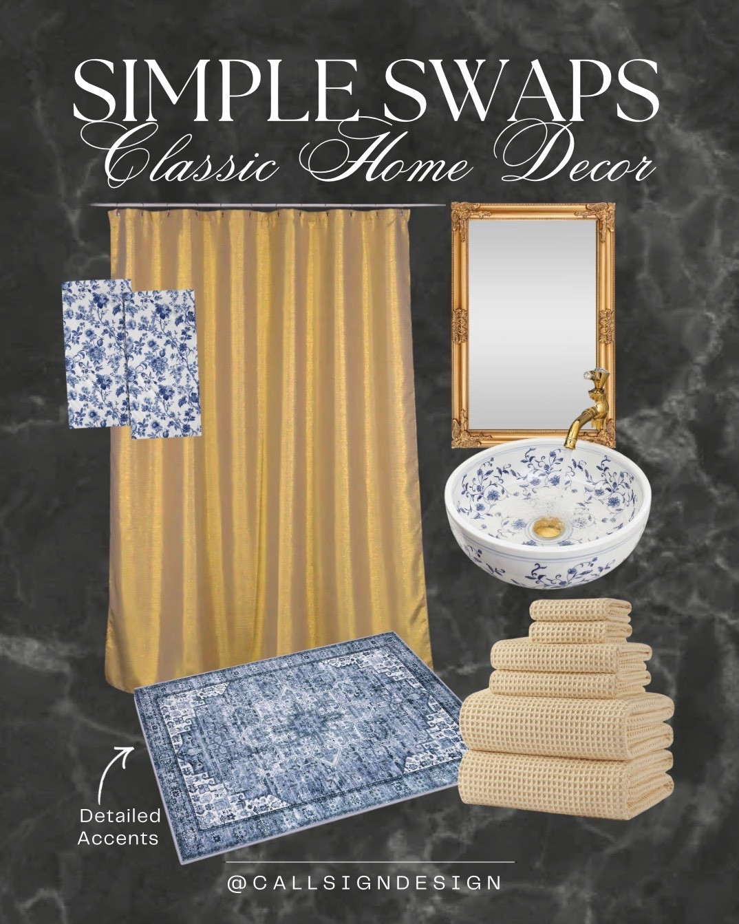 A warm and bright traditional bathroom brought to life with gold accents and soft blue floral patterns. Light, layered, and timeless, it feels fresh, elegant, and quietly inviting. ✨ 💙

#BathroomDecor #TraditionalStyle #GoldAccents #BlueFloral #TimelessInteriors #HomeDecor #DesignDetails #callsigndesign