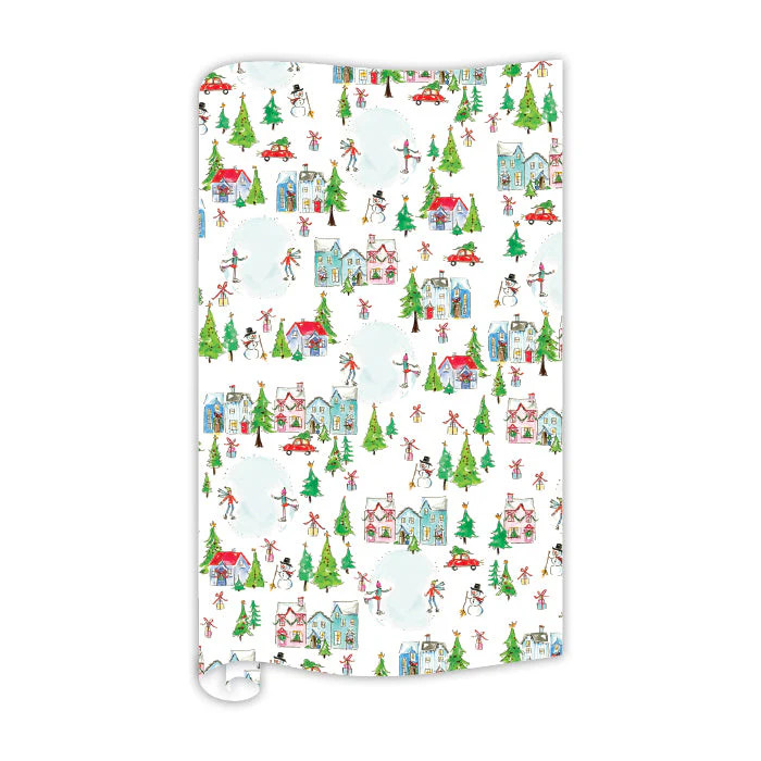 Snow Village Pattern Wrapping Paper | Rosanne Beck Collections