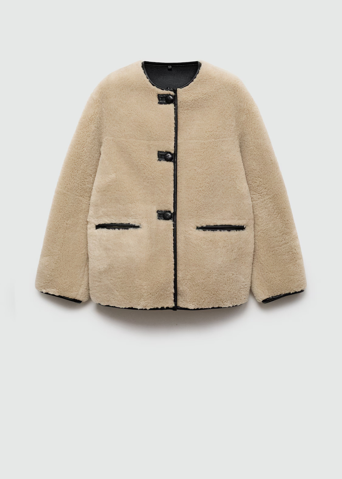 Fur-effect coat with appliqués | MANGO (UK)