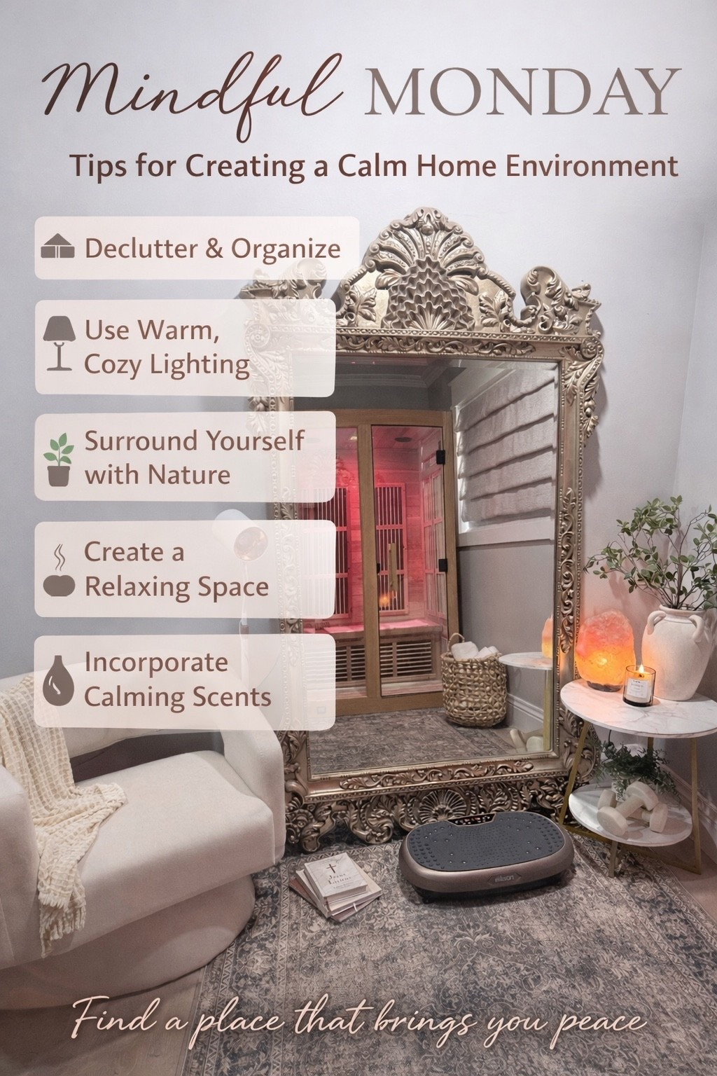 Your home should feel like a place you can exhale… not a place that adds to your stress.

Our environment affects our energy more than we realize. When our spaces feel cluttered or chaotic, it can weigh on us. But when they’re calm and organized, it’s so much easier to relax and recharge.

Over the next little while I’ll be sharing simple tips to declutter, organize, and create spaces that bring you joy instead of overwhelm.

Because your home should match the peaceful energy you want in your life. 🕊️

#MindfulMonday #PeacefulHome #IntentionalLiving

#LTKHome #LTKfitnessgoals #LTKSpringSale