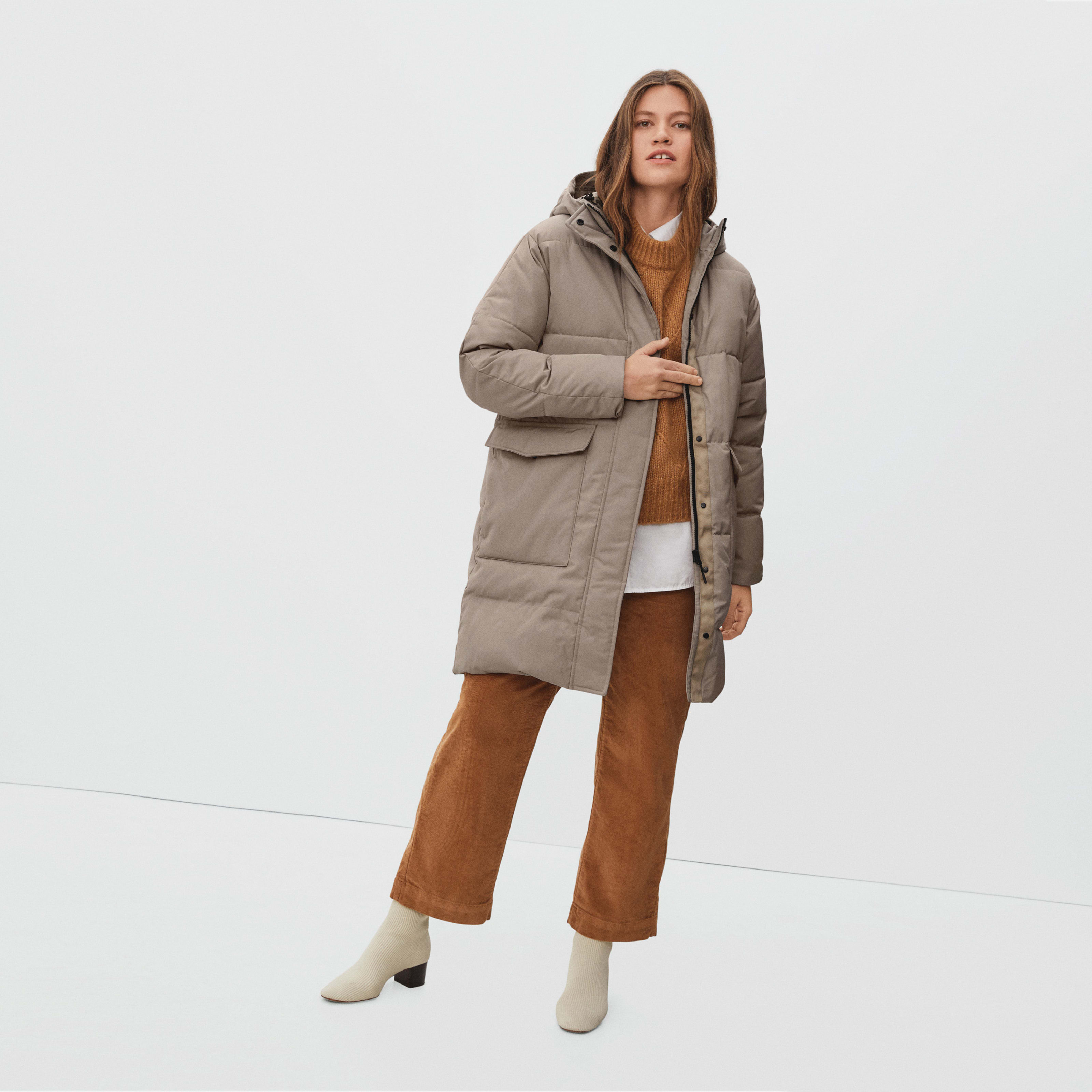 Women's ReNew Long Puffer Coat by Everlane in Heathered Burnt Sugar, Size M | Everlane