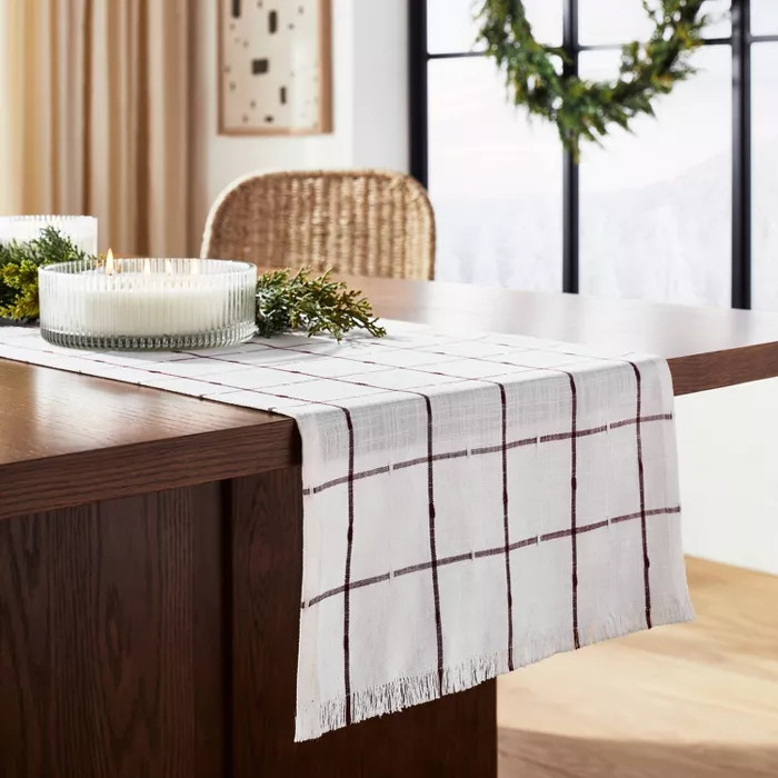 72" x 14" Cotton Windowpane Table Runner - Threshold™ designed with Studio McGee | Target