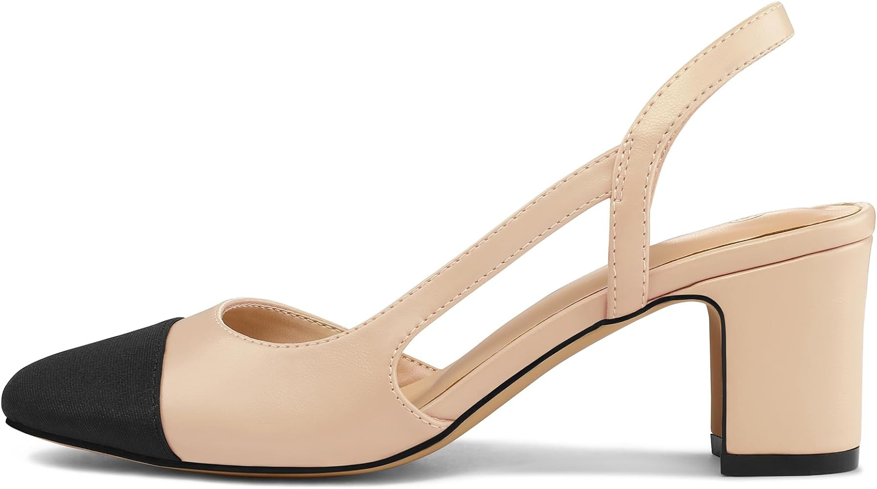 SEEKAVAN Women's Splicing Closed Round Toe Slingback Pumps 2.5 Inch Chunky Block Heels Casual Dress Shoes | Amazon (US)